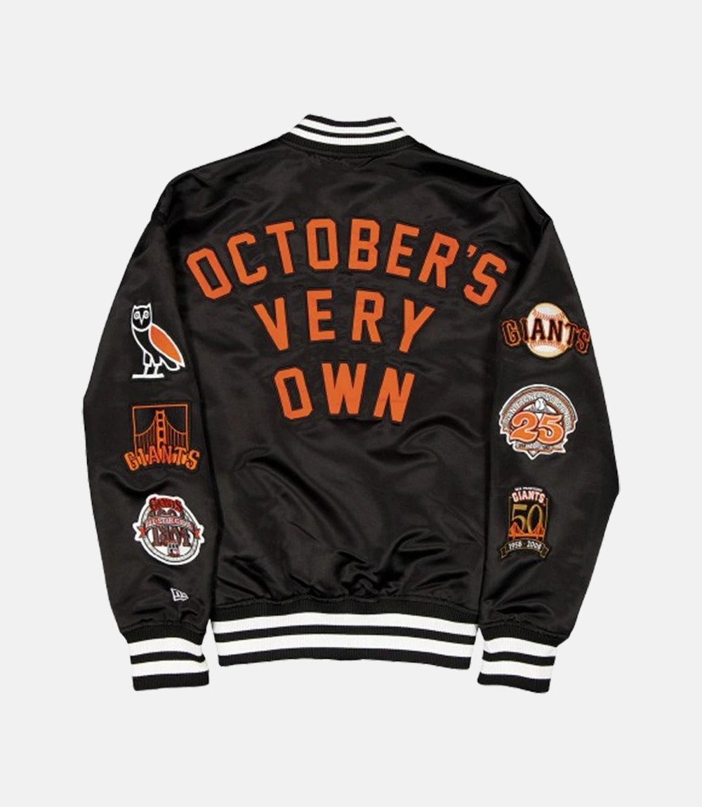 San Francisco Giants OVO x New Era Black Twill Satin Jacket San Francisco Giants OVO x New Era Black Twill Jacket