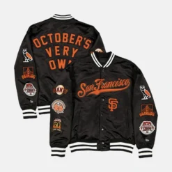 San Francisco Giants OVO x New Era Black Twill Satin Jacket
