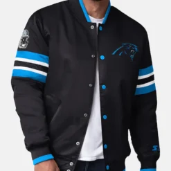 Starter Black Carolina Panthers Scout I Varsity Jacket Black