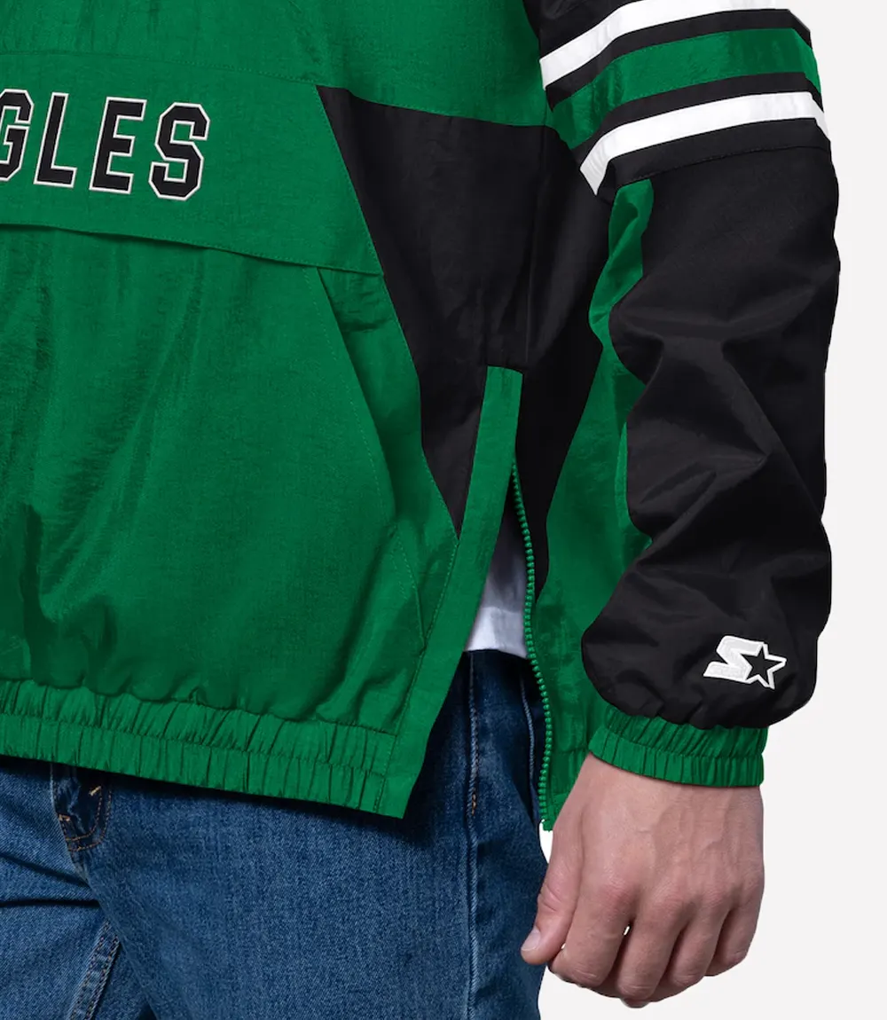 Starter Kelly Green Philadelphia Eagles Half-Zip Jacket Starter Philadelphia Eagles Vintage Half-Zip Jacket New