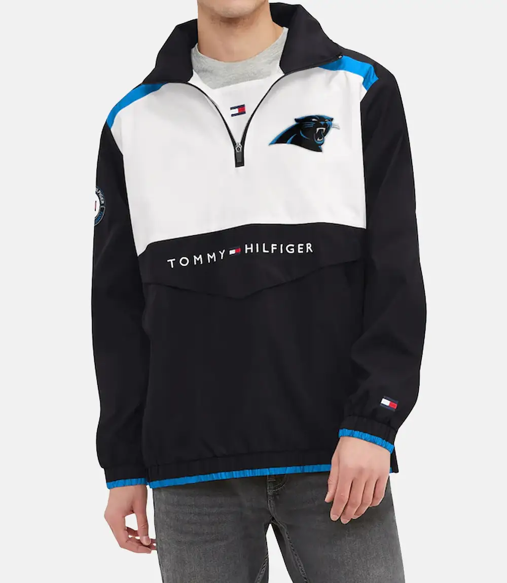 Tommy Hilfiger Carolina Panthers Carter Half-Zip Hooded Jacket Carolina Panthers Tommy Hilfiger Carter Half-Zip Jacket