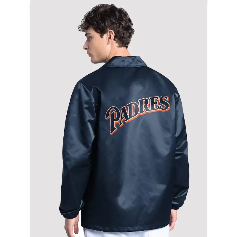 Unisex San Diego Padres Starter Navy Cooperstown Collection Point Man Full-Snap Coaches Jacket