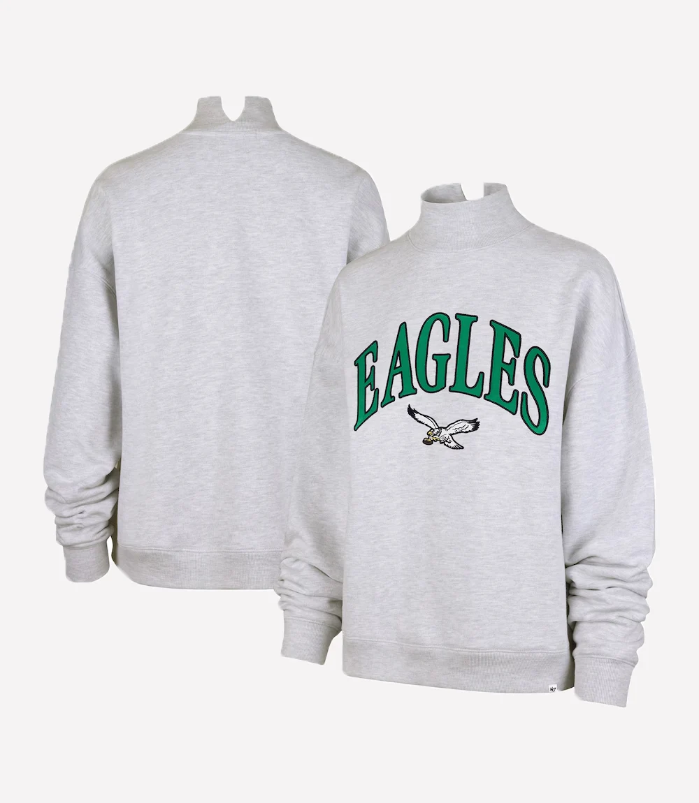 47 x Philadelphia Eagles Mock Neck Sweatshirt Philadelphia Eagles Mock Neck Sweatshirt Grey