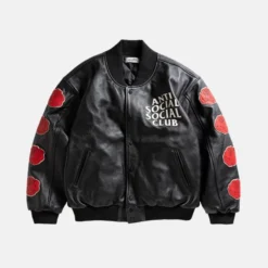 ASSC Petal To The Metal Leather Varsity Jacket Black