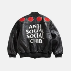 ASSC Petal To The Metal Leather Black Varsity Jacket