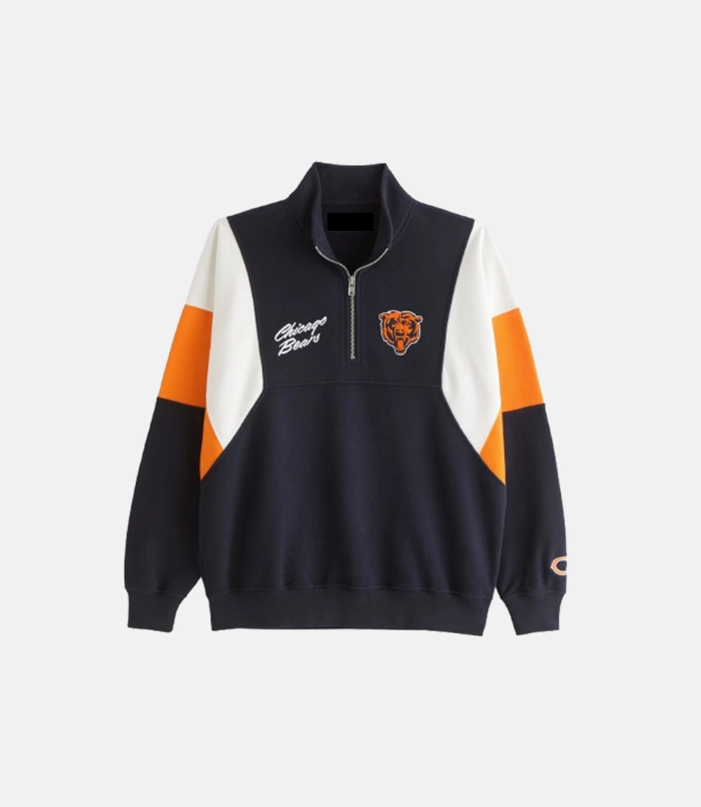 Abercrombie Chicago Bears Half-Zip Black Sweatshirt Abercrombie Chicago Bears Black Half-Zip Sweatshirt