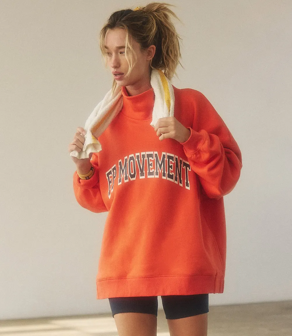 FP Movement Mock Neck Orange Sweatshirt FP Movement Mock Neck Sweatshirt