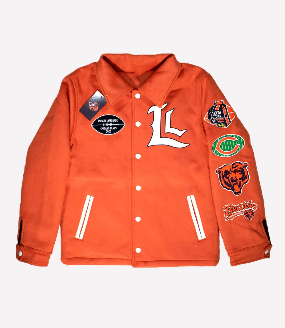 Lyrical Lemonade Orange Chicago Bears Full-Snap Varsity Jacket Lyrical Lemonade Orange Chicago Bears Jacket
