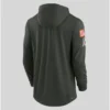 Nike Forest Green Bay Packers 2025 Salute to Service Sideline Dri-FIT Hoodie T-Shirt
