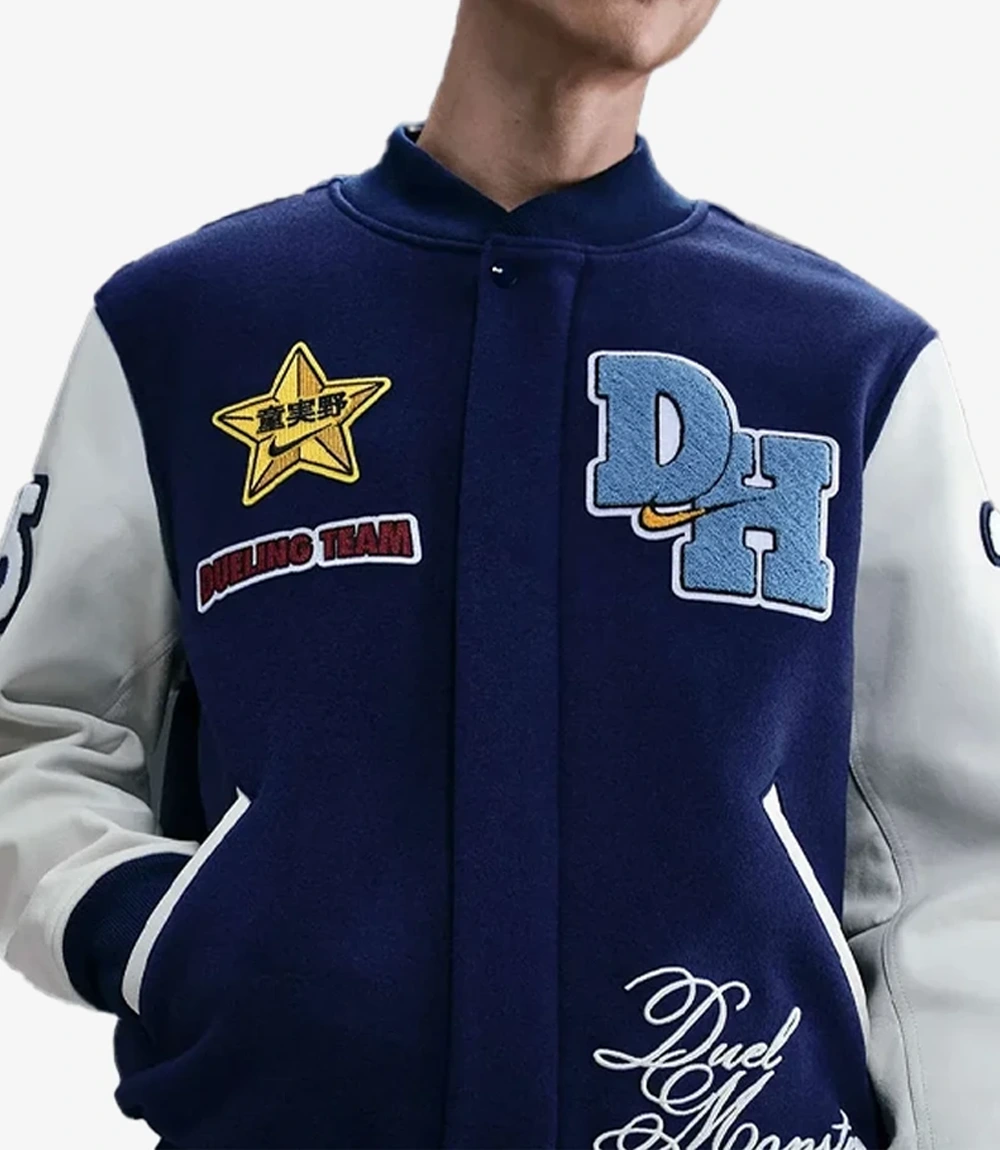 Nike x Yu-Gi-Oh Varsity Bomber Jacket Nike x Yu-Gi-Oh Destroyer Blue Bomber Jacket