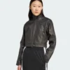 Black Adidas Originals Firebird Leather Jacket