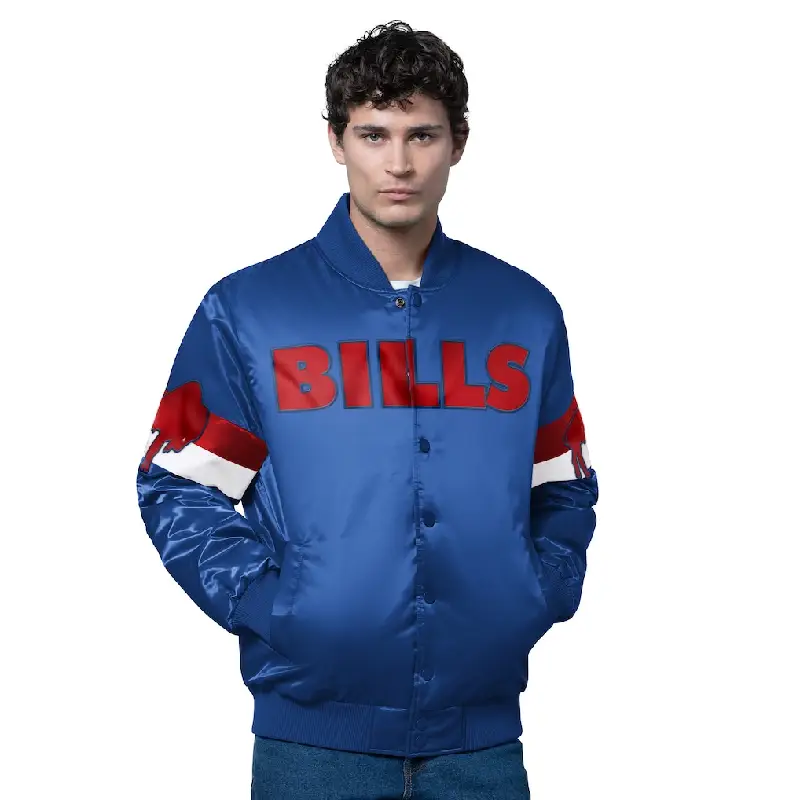 Buffalo Bills Starter Royal Triple Option Satin Jacket Buffalo Bills Starter Royal Triple Option Full-Snap Jacket