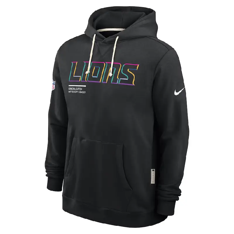 Detroit Lions Nike Black NFL Crucial Catch Sideline Standard Issue Dri-FIT Hoodie
