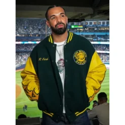 Drake Don Bosco Eagles Mens Varsity Jacket Green and Yellow