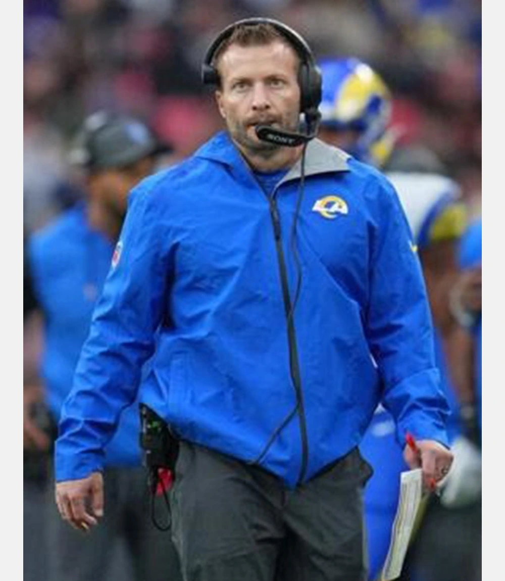 Los Angeles Rams 2025 Coach Sean McVay Blue Rain Jacket LA Rams 2025 Coach Sean McVay Blue Jacket for Sale