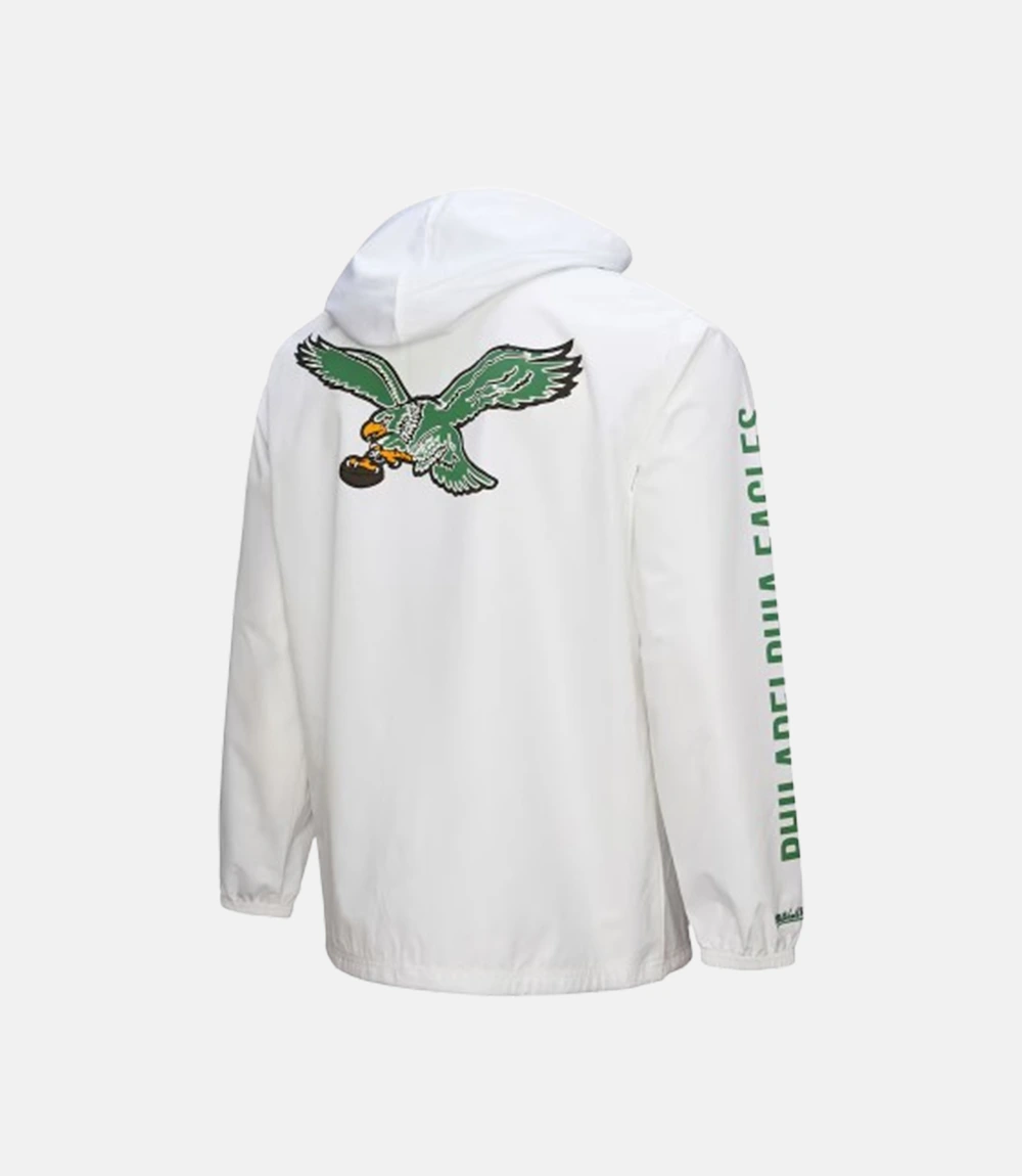 Mitchell & Ness White Philadelphia Eagles Vintage Logo Coaches Hoodie Mitchell & Ness White Philadelphia Eagles Coaches Hoodie Jacket