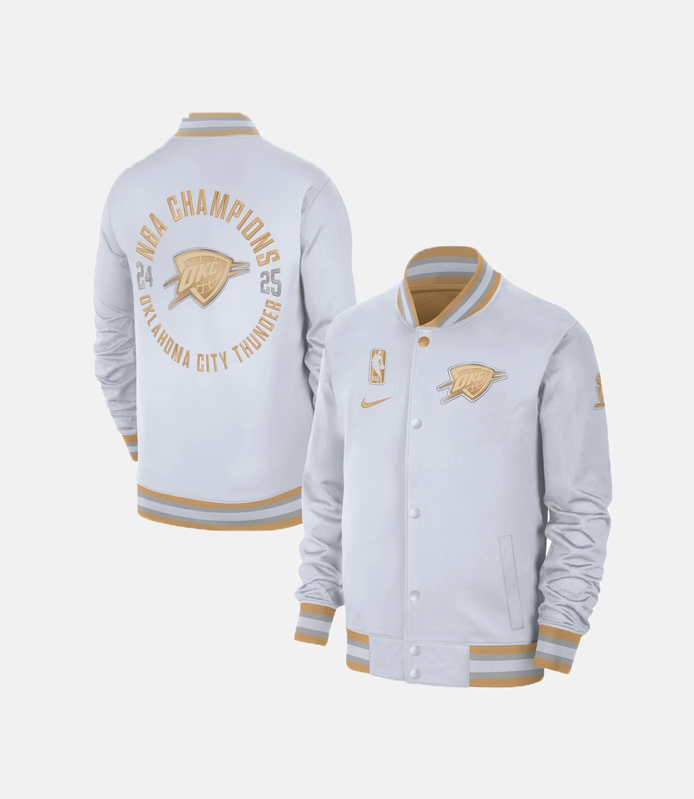 Oklahoma City Thunder Nike 2025 NBA Finals Champions Jacket Oklahoma City Thunder Nike White 2025 Jacket