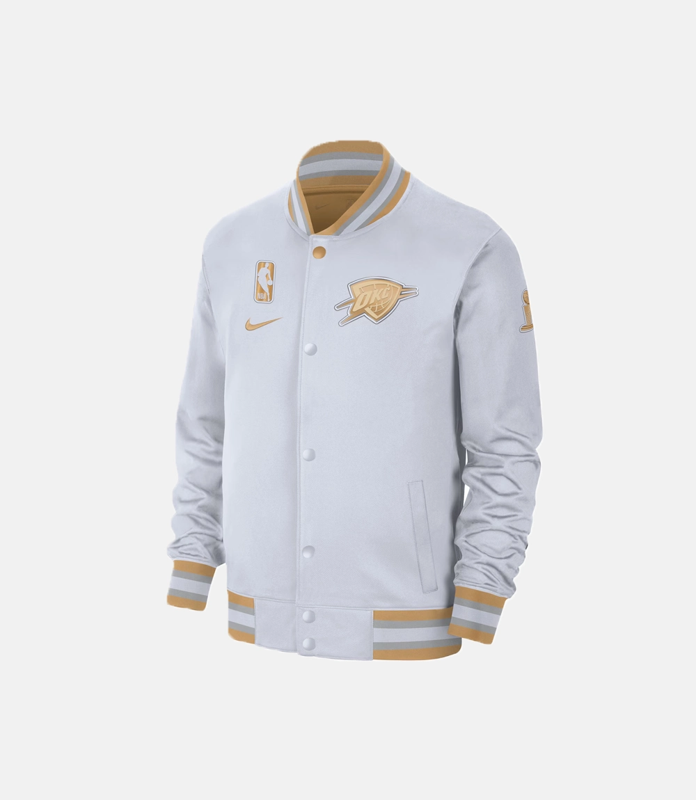 Oklahoma City Thunder Nike White 2025 Jacket Oklahoma City Thunder 2025 Finals Champions Bomber Jacket