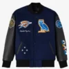 Oklahoma City Thunder OVO x NBA Black and Blue Varsity Jacket