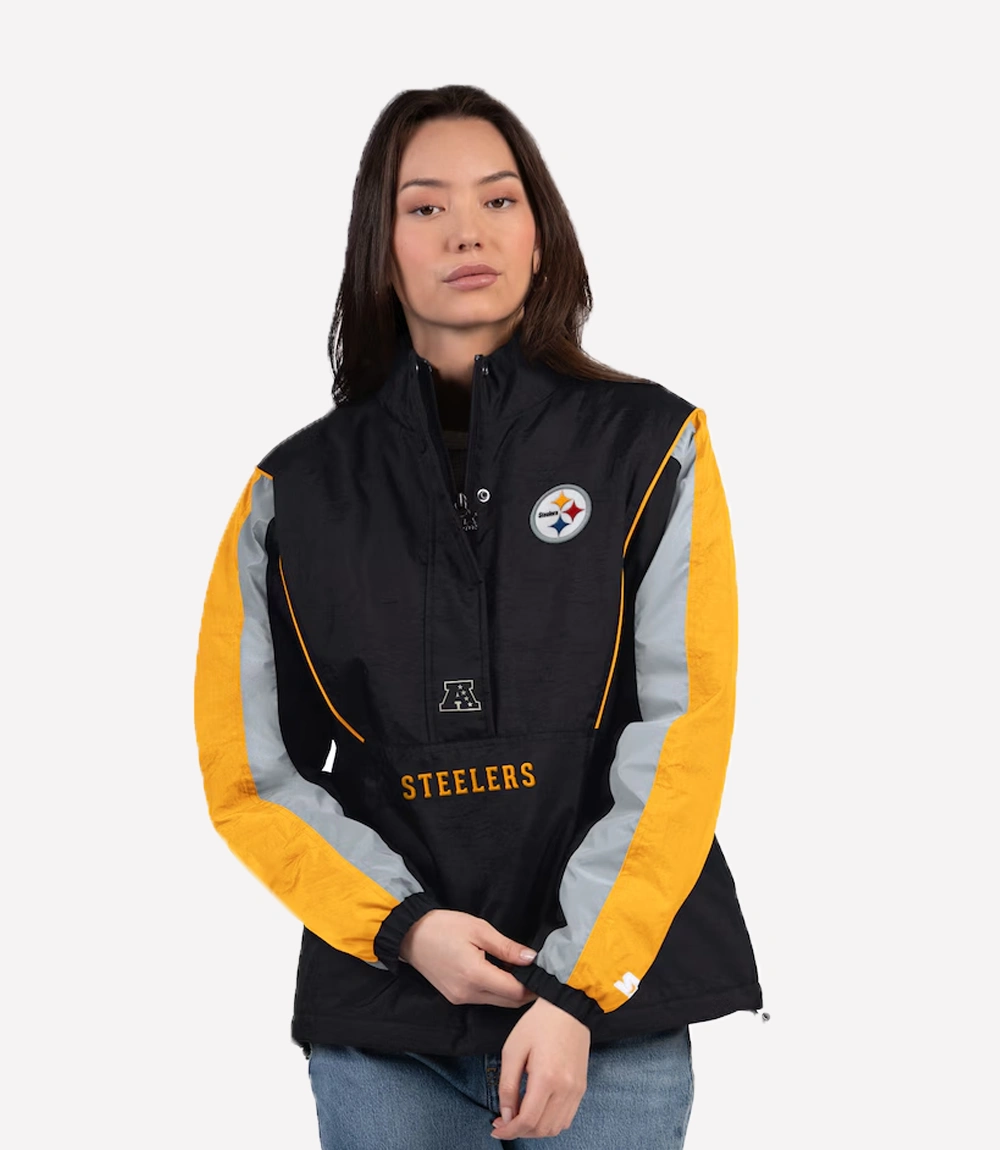 Pittsburgh Steelers Starter Black Gold Thursday Night Gridiron Half-Zip Jacket Pittsburgh Steelers Starter Thursday Night Half-Zip Jacket Gold