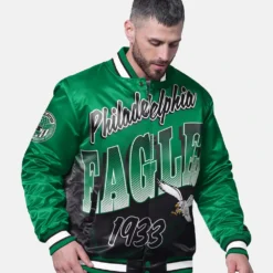 Starter Kelly Green Philadelphia Eagles Pass Rush Varsity Full-Snap Jacket