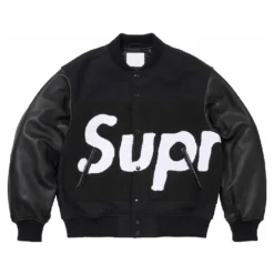 Supreme Big Logo Chenille Varsity Jacket Black