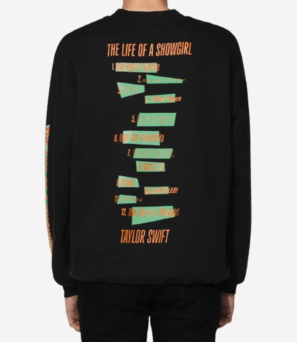 Taylor Swift Life of A Showgirl Crew Sweatshirt Black Life of A Showgirl Black Sweatshirt
