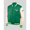 Philadelphia Eagles Nike Kelly Green/Cream Rewind Legacy Full-Snap Bomber Jacket