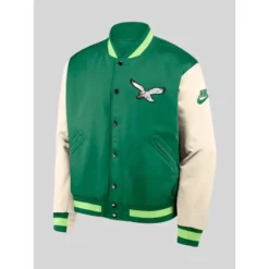 Philadelphia Eagles Nike Kelly Green/Cream Rewind Legacy Full-Snap Bomber Jacket
