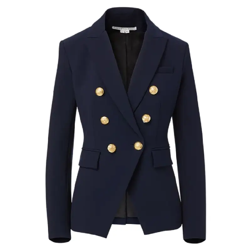 Veronica Beard Miller Dickey Jacket Black Flap-Pocket Blazer Blue