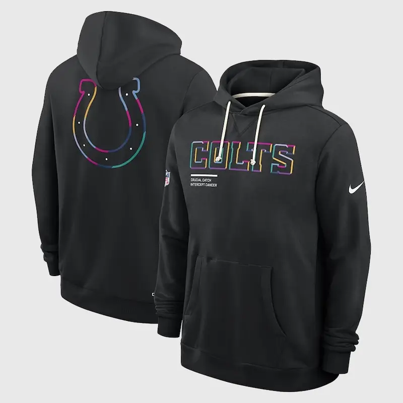 Indianapolis Colts Nike Black 2025 Crucial Catch Sideline Standard Issue Dri-FIT Hoodie