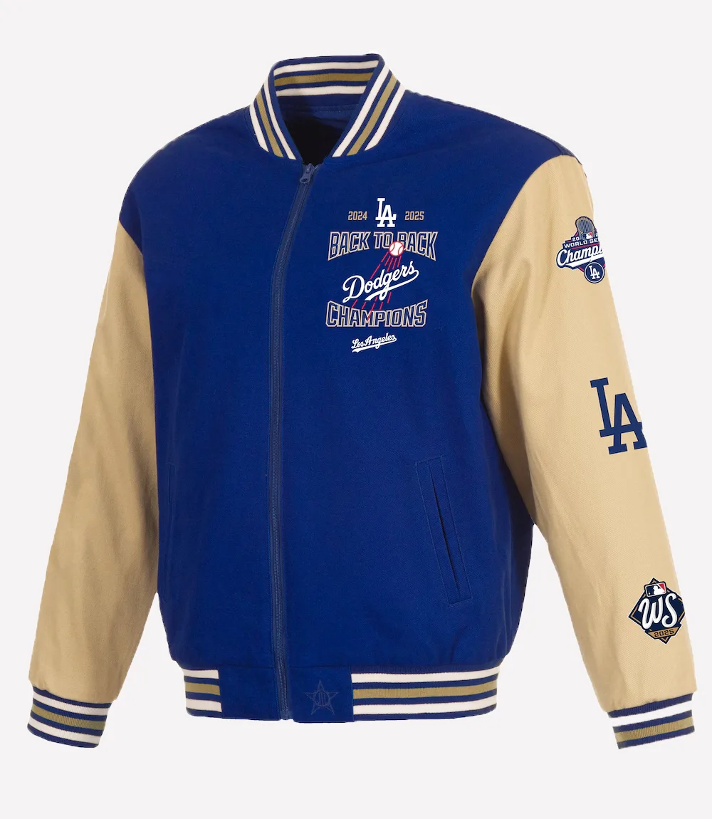 Los Angeles Dodgers 25 World Series Champions Varsity Jacket Royal 2025 World Series Champions LA Dodgers Varsity Jacket Royal