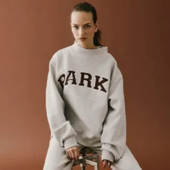 Parke Texas Varsity Mockneck Grey Sweatshirt