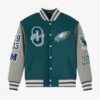 OVO 2025 Philadelphia Eagles Green and Grey Varsity Jacket
