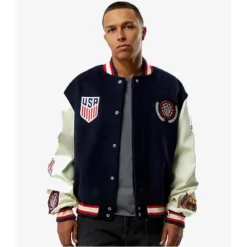 Pacsun U.S. Soccer x Jeff Hamilton Varsity Jacket Navy