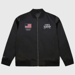 Mitchell & Ness Team USA Coach Snoop Satin Bomber Jacket Black