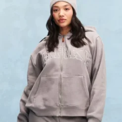 Grey Parke Monochrome Varsity Zip Up Hoodie