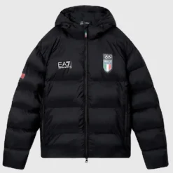 Winter Olympics 2026 Team Italy EA7 Emporio Armani Black Puffer Jacket