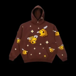 3D Embroidery Minecraft Bee Pullover Hoodie