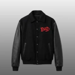 Michael Jackson Bad World Tour MJ Black Varsity Jacket