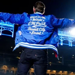 CM Punk Chicago Cubs Blue Bomber Jacket