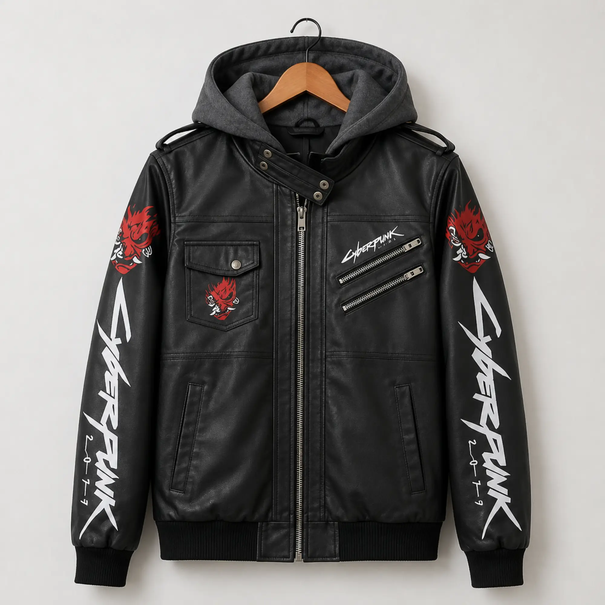 Cyberpunk 2077 Samurai Black Bomber Leather Jacket