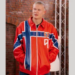 Erling Haaland Custom Norway Red Leather Jacket