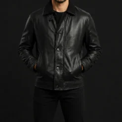 007 James Bond First Light Patrick Gibson Black Leather Jacket