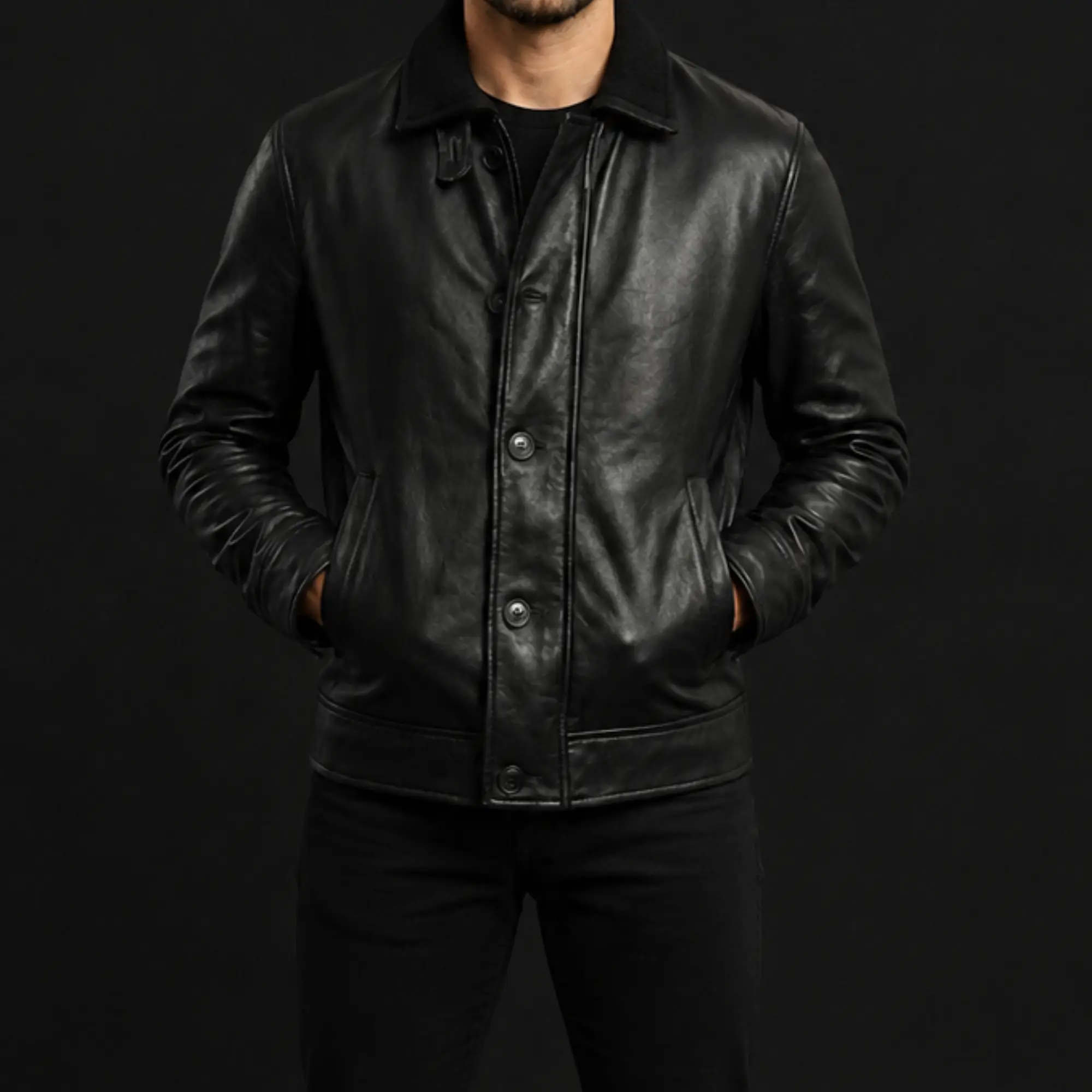 First Light 007 James Bond Leather Jacket 007 James Bond First Light Patrick Gibson Black Leather Jacket