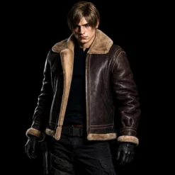 Resident Evil 4 Remake Leon Kennedy Shearling Jacket