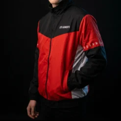 QT8 Garments Jacket Black Red White Color Block Track Jacket