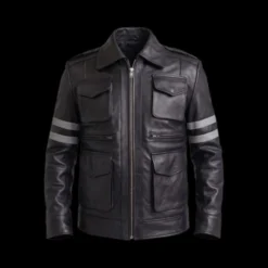 Leon Kennedy RE 6 Black Leather Jacket