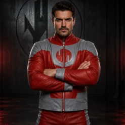 Superhero Agrall Thragg Invincible Red Leather Jacket