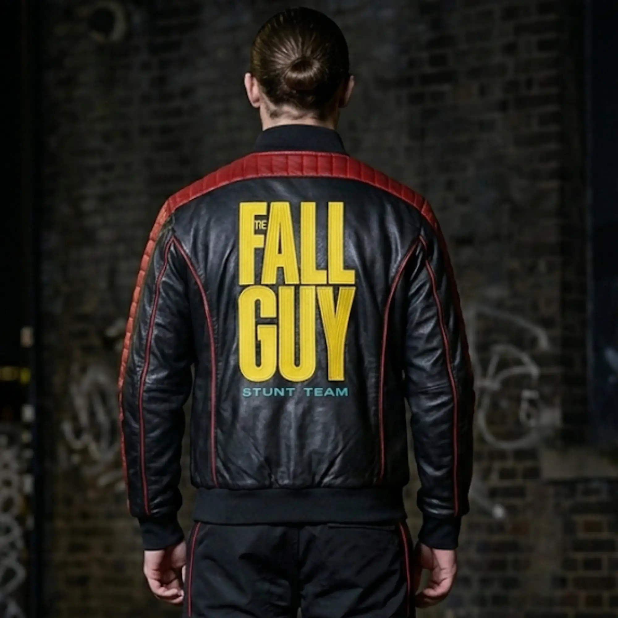 The Fall Guy Stunt Team Black Leather Jacket The Fall Guy Stunt Team Leather Jacket